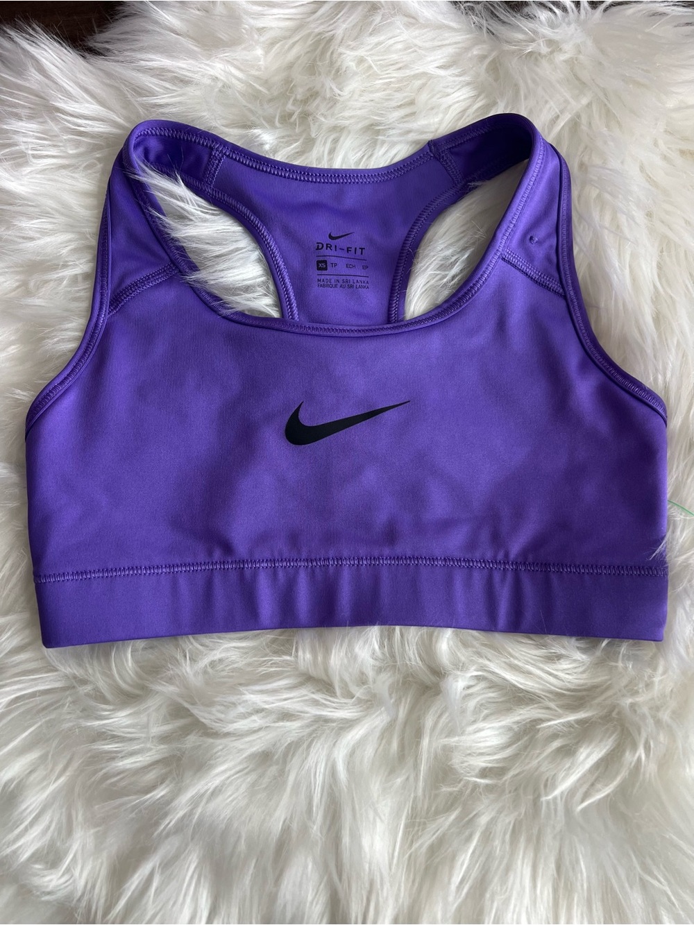 Nike Dri-FIT Purple Racerback Medium Support Sports Bra XS Swoosh logo